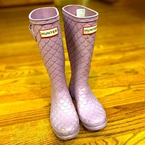 Hunter girls purple mermaid rain boots kids size 2 / 3